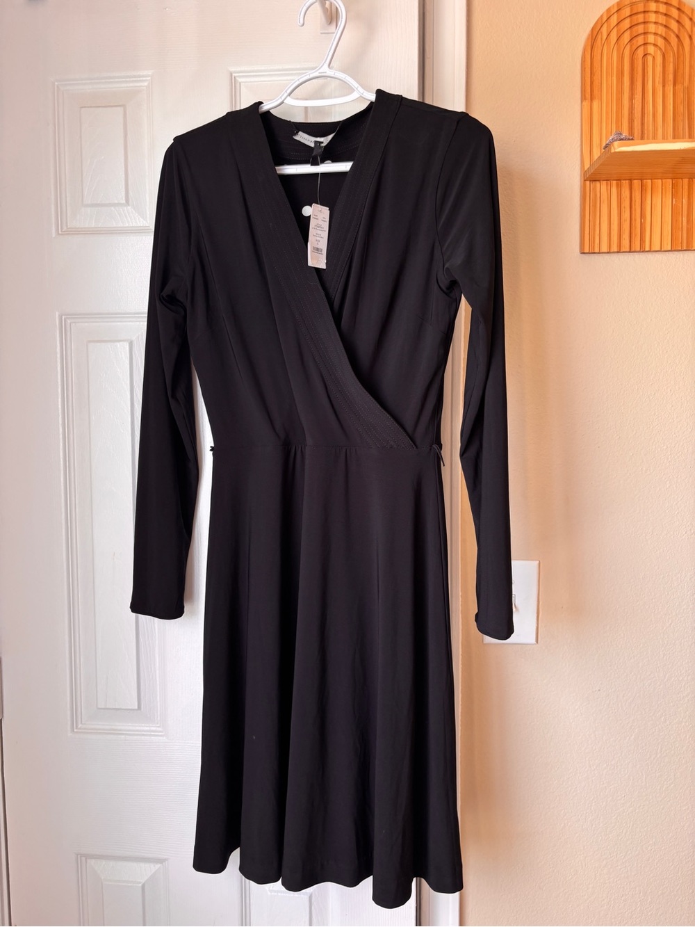 Reversible Classic Black or PolkaDot Long-Sleeve Wrap Dress